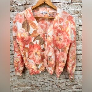 Bartolini Floral Cardigan Sweater Italy Small Mohair Alpaca